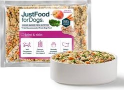 JustFoodForDogs Joint & Skin Support Recipe Frozen Human-Grade Fresh Dog Food, 18-oz pouch, case of 7