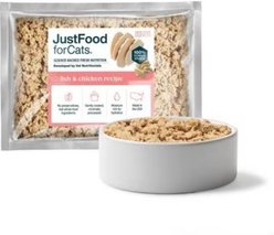JustFoodForCats Fish & Chicken Recipe Frozen Human-Grade Fresh Cat Food, 18-oz pouch, case of 7