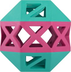 Fringe Studio How I Roll Rubber Treat Dispensers Dog Toy, Turquoise/Hot Pink