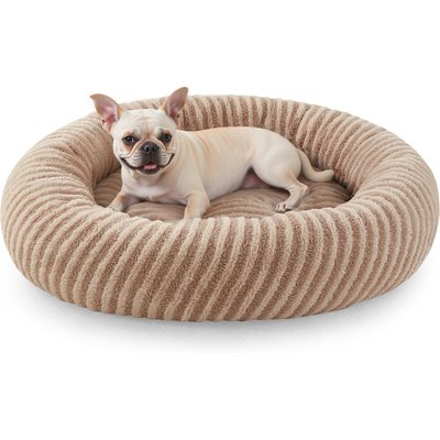 AIPERRO AIPERRO Plush Donut Round Dog Bed, Brown, Large