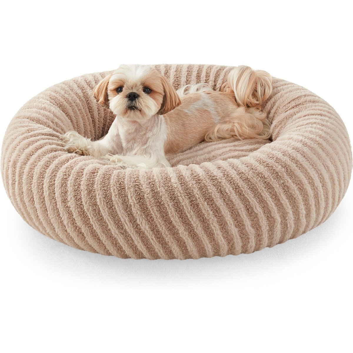 AIPERRO Plush Donut Round Dog Bed, Brown, Medium