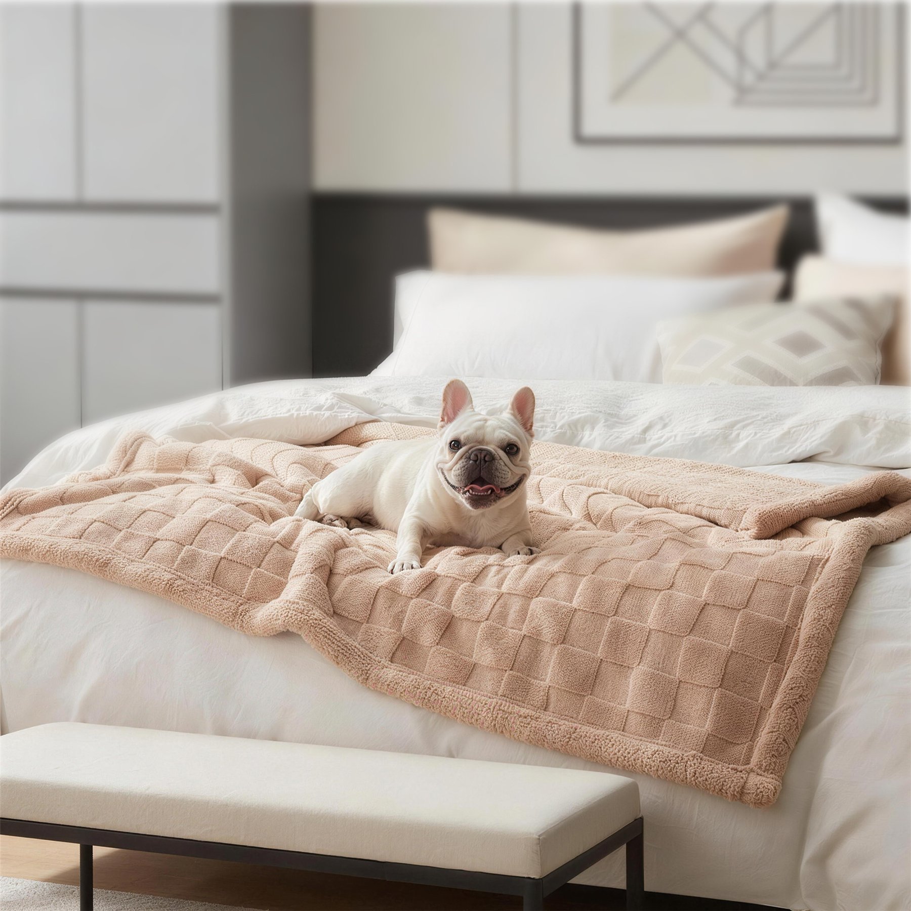 AIPERRO Waterproof Cat & Dog Throw Blanket, Brown, Medium