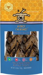 Honey I'm Home Natural Honey Coated Water Buffalo Braided Gullet Sticks Dog Chews, 3.53-oz bag