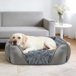 MIXJOY Pillow-Style Suede Dog & Cat Bed, Grey, X-Large: 35 x 25 x 9-in