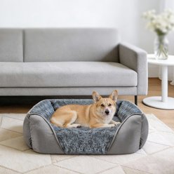 MIXJOY Pillow-Style Suede Dog & Cat Bed, Grey, Large: 30 x 24 x 9-in