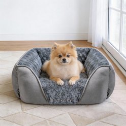 MIXJOY Pillow-Style Suede Dog & Cat Bed, Grey, Small: 20 x 19 x 6-in