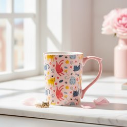 10 Strawberry Street Cats on Pink Sylvie Mug, 18-oz, 4 count slide 2 of 8