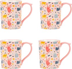 10 Strawberry Street Cats on Pink Sylvie Mug, 18-oz, 4 count