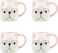 10 Strawberry Street Frenchie Hearts Mug, 18-oz, 4 count
