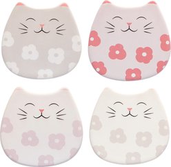 10 Strawberry Street Flower Kitty Ceramic Coasters, 4 count
