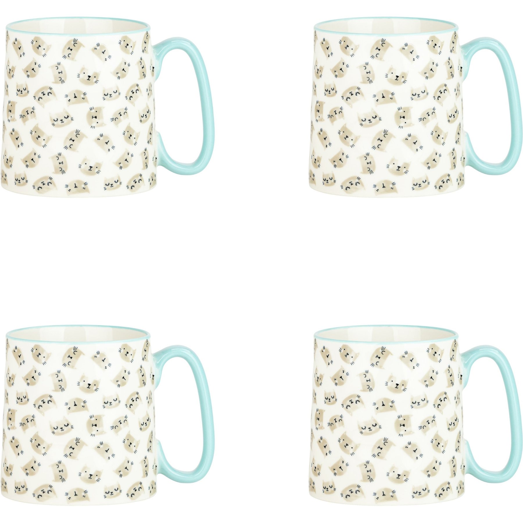 10 Strawberry Street Sweet Cat Faces Bella Mug, 18-oz, 4 count