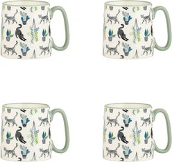 10 Strawberry Street Cats & Cactus Bella Mug, 18-oz, 4 count