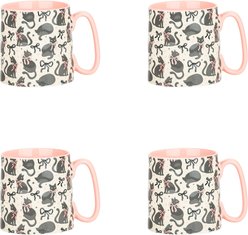 10 Strawberry Street Black Cat Bows Bella Mug, 18-oz, 4 count