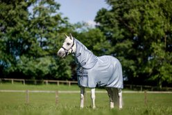 Horseware Bug Rug Plus Pony Horse Fly Sheet, Heather Blue/Blue & Silver, 45-in