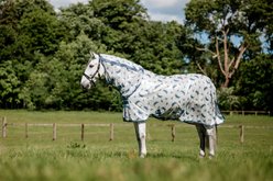 Horseware Integrated Horse Fly Sheet, Dragonfly Print/Silver, Blue & Sage, 87-in