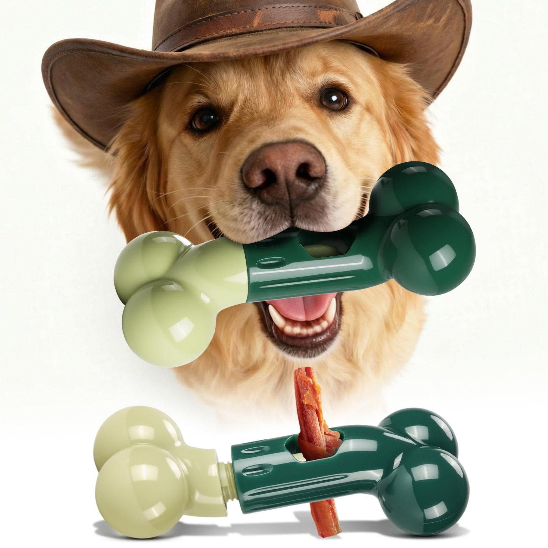 Kseroo Bacon Flavor Stuffable Nylon Bone Tough Chew Dog Toy, Green