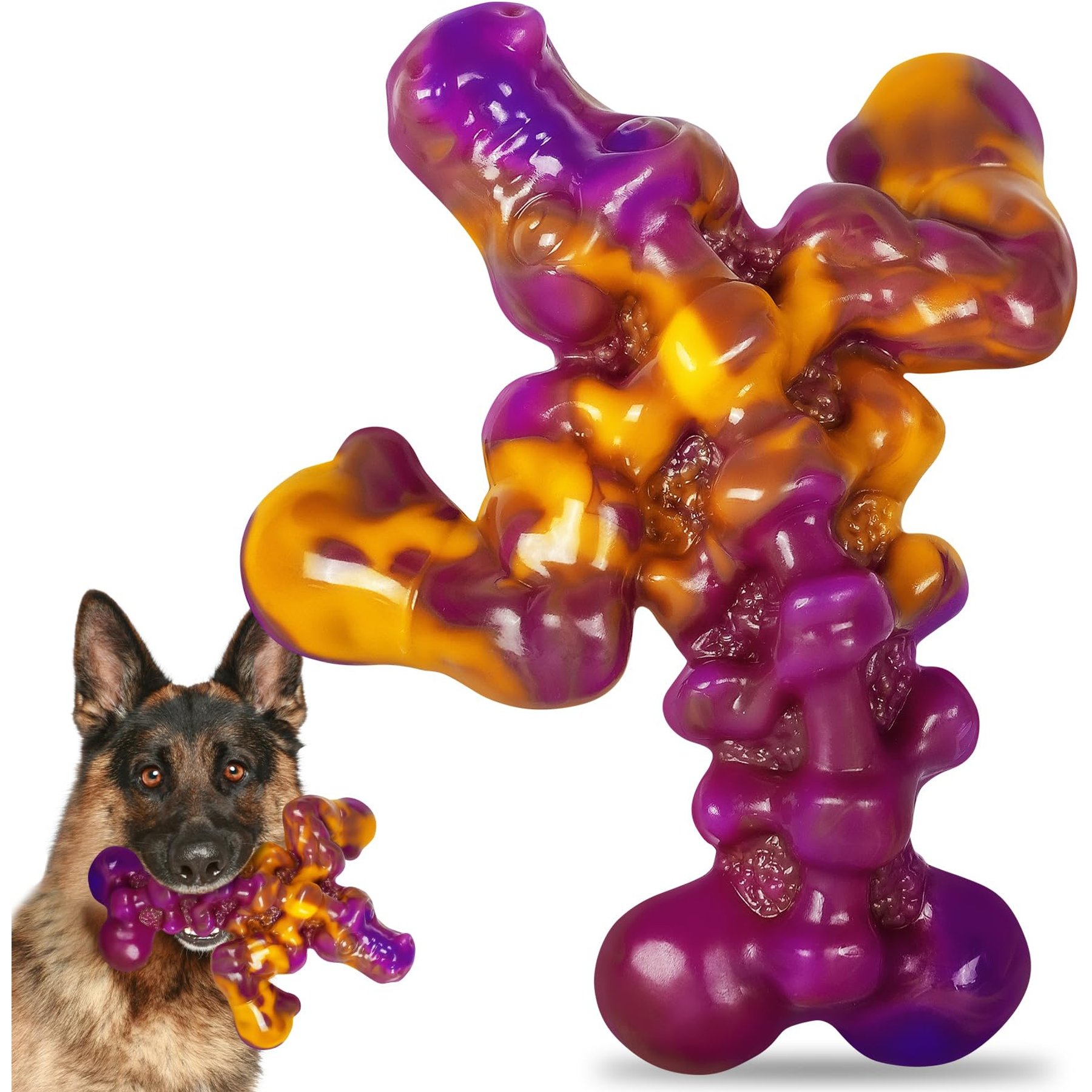 Kseroo Bacon Flavor Nylon Extreme Tough Chew Dog Toy, Purple & Orange