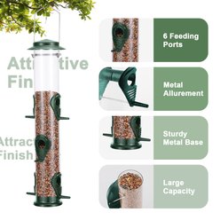 MIXXIDEA 6 Port Metal Bird Feeder slide 2 of 7