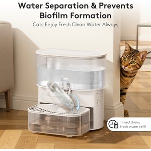 SOLOWINNER Wireless Stainless Steel Bowl Dog & Cat Water Fountain, 3.5-L, White
