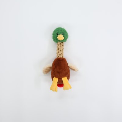 Patchwork Pet Patchwork Pet Mallard Duck Squeaky Tug & Toss Dog Toy, Brown, 15-in