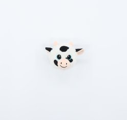 Patchwork Pet Cow 2-in-1 Tough Squeaky Pricklet Ball Dog Toy, White, 4-in