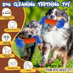 Kseroo Beef Flavor Textured Nylon & Rubber Bone Tough Chew Dog Toy, Blue & Orange slide 2 of 7