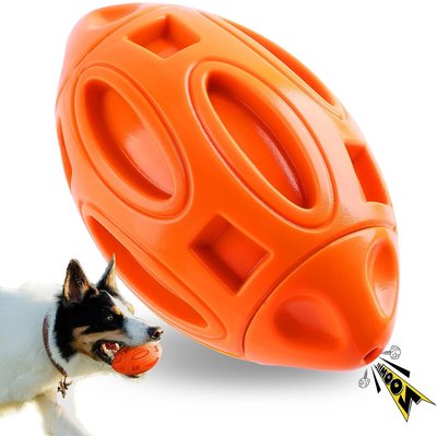 Kseroo Kseroo Beef Flavor Bounce & Chew Rubber Ball Squeaky Tough Chew Dog Toy, Orange