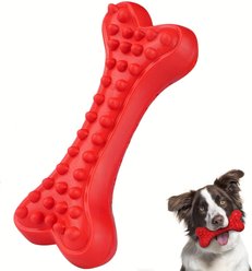 Kseroo Beef Flavor Durable Rubber Bone Tough Chew Dog Toy, Red, 1 count