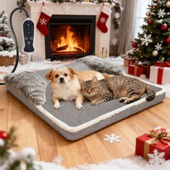 Golopet 2-in-1 Design Heated Orthopedic Furniture Style Sofa Dog Bed with Heating Pad & Featuring Thickened Fabric Cover, Grey, Small: 20 x 20-in