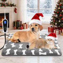 Golopet Indoor Whelping Box Supplies-Round Dog & Cat Heating Pad with Smart Thermostat & 1-24H Timer, Grey, Large