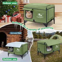 Golopet Adjustable Temperature Outdoor Elevated Cat Heating Bed & House with Timer & Chew Resistant Cord, Green, Large slide 2 of 6