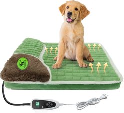 Golopet Heated Orthopedic Furniture Style Sofa Dog Bed with Heating Pad & Intelligent Controller, Green, Medium: 20 x 20-in
