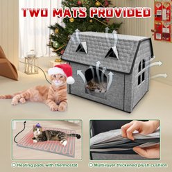 Golopet Adjustable Temperature Outdoor Elevated Cat Heating Bed & House with Timer & Chew Resistant Cord, Grey, X-Small slide 2 of 7