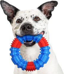 Kseroo Beef Flavor Rubber & Nylon Ring Tough Chew Dog Toy, Blue & Red