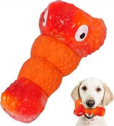 Kseroo Bacon Flavor Nylon & Rubber Fun Squeaky Tough Chew Dog Toy, Red & Orange