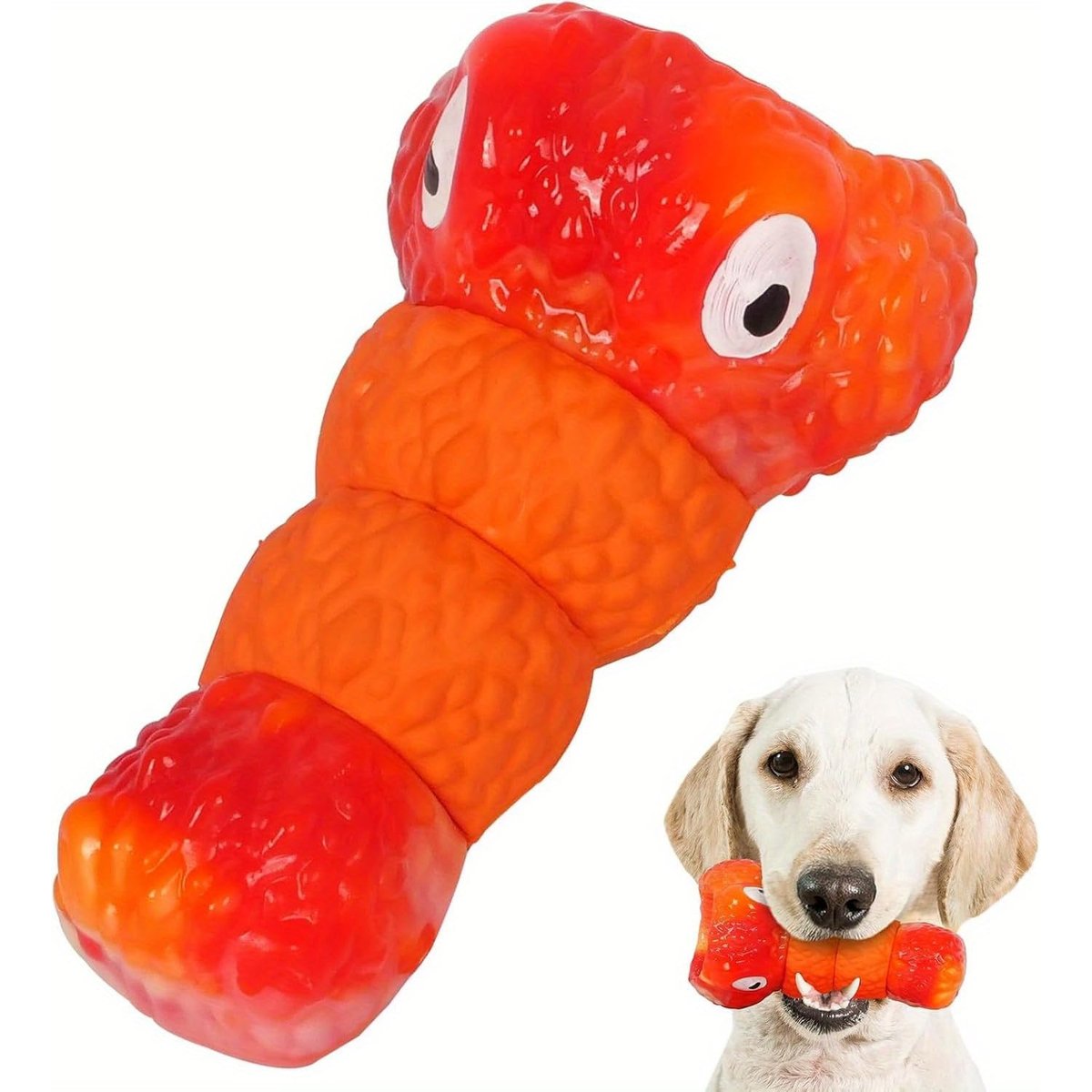 Kseroo Bacon Flavor Nylon & Rubber Fun Squeaky Tough Chew Dog Toy, Red & Orange