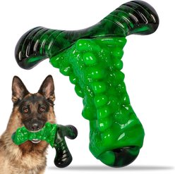 Kseroo Aggressive Chewers Bacon Flavor Nylon Tough Chew Dog Toy, Green