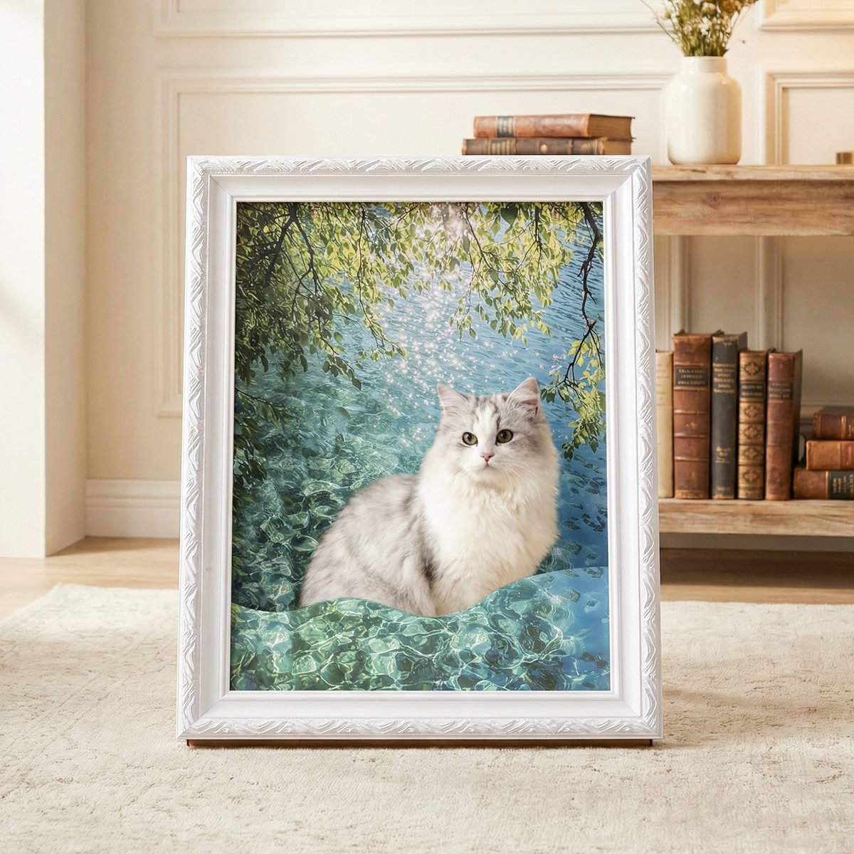 Happy & Polly 3D 19.4-in Famous Painting Cat Scratcher & Bed, Shimmering Water