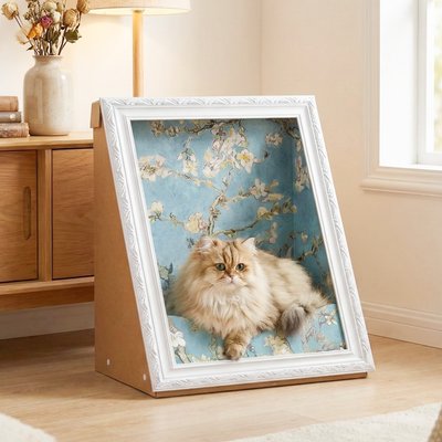 Happy & Polly Happy & Polly 3D 19.4-in Famous Painting Cat Scratcher & Bed, Almond Blossoms