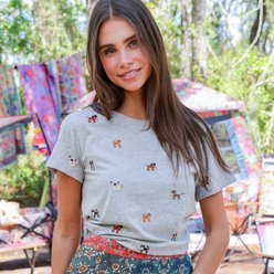 Natural Life Fave Things Pets Embroidered Tee, Grey, Large slide 2 of 2