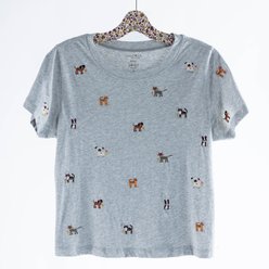 Natural Life Fave Things Pets Embroidered Tee, Grey, X-Small