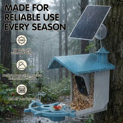 Mutrelenx Solar Powered AI Birds Recognition & Instant Alerts Outdoor Weatherproof Smart Bird Feeder with Camera, Blue slide 2 of 8
