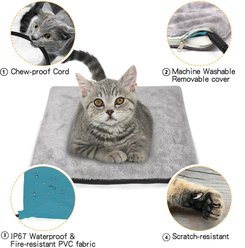HXPLN Indoor Foldable Polyester Heated Cat Bed House with Removable Heating Pad & Scratch Pad, Grey slide 2 of 8