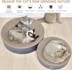 HXPLN 2-in-1 Round Corrugated Cardboard 4.72-in Cat Scratching Board & Bed, Grey slide 2 of 6