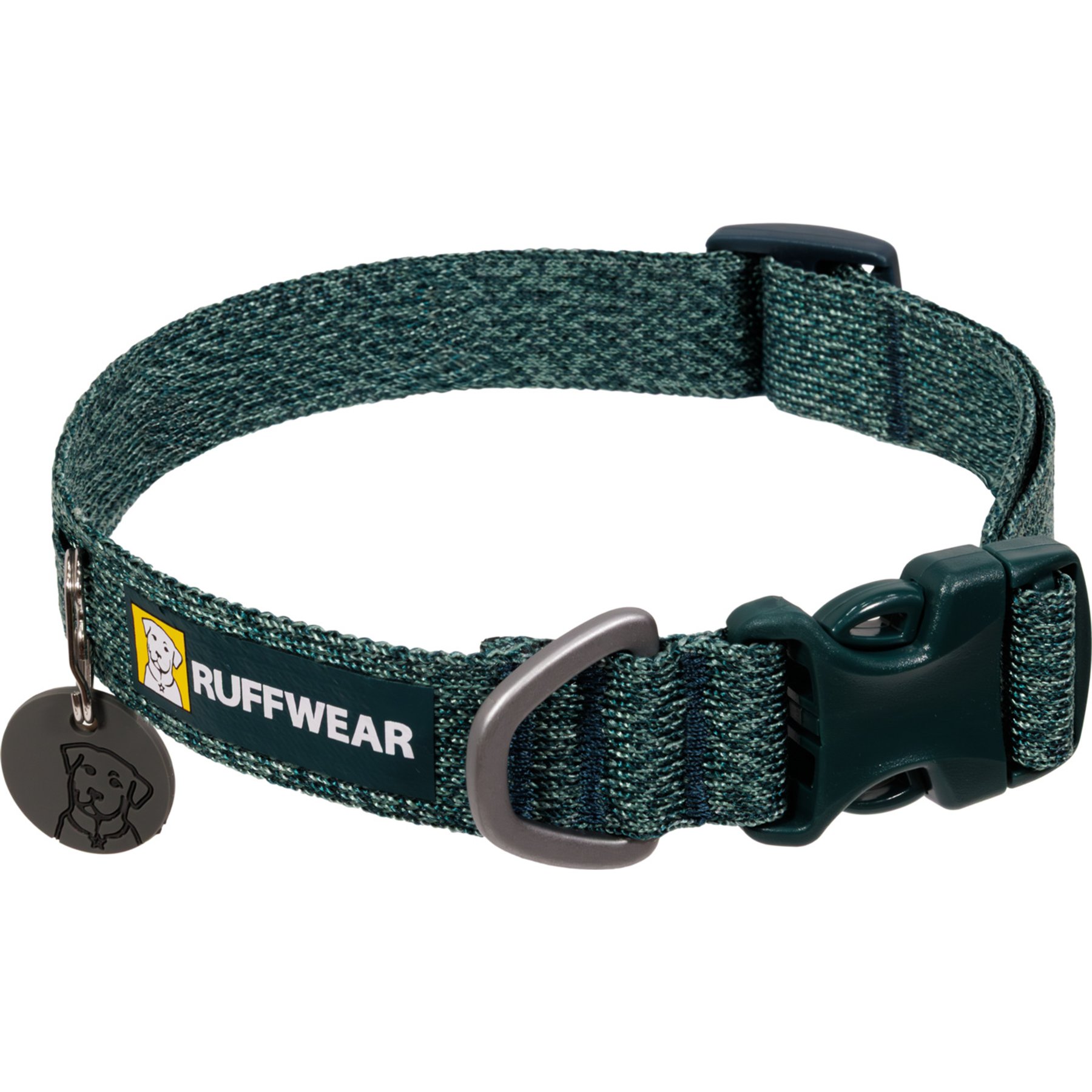 Ruffwear Front Range Flex Collar Polyester Dog Collar, Deep Teal, 11 to 14-in neck, 1-in wide