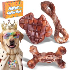 Kseroo Birthday Gift Set ChienBox Bacon Flavor Nylon Toug Chew Dog Toy, Brown, 3 count
