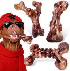 Kseroo Bacon Flavored Nylon Tough Chew Dog Toy Variety Pack, Brown, 3 count