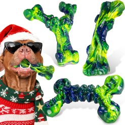 Kseroo Peanut Butter Flavor Nylon Tough Chew Dog Toy, Green, 3 count