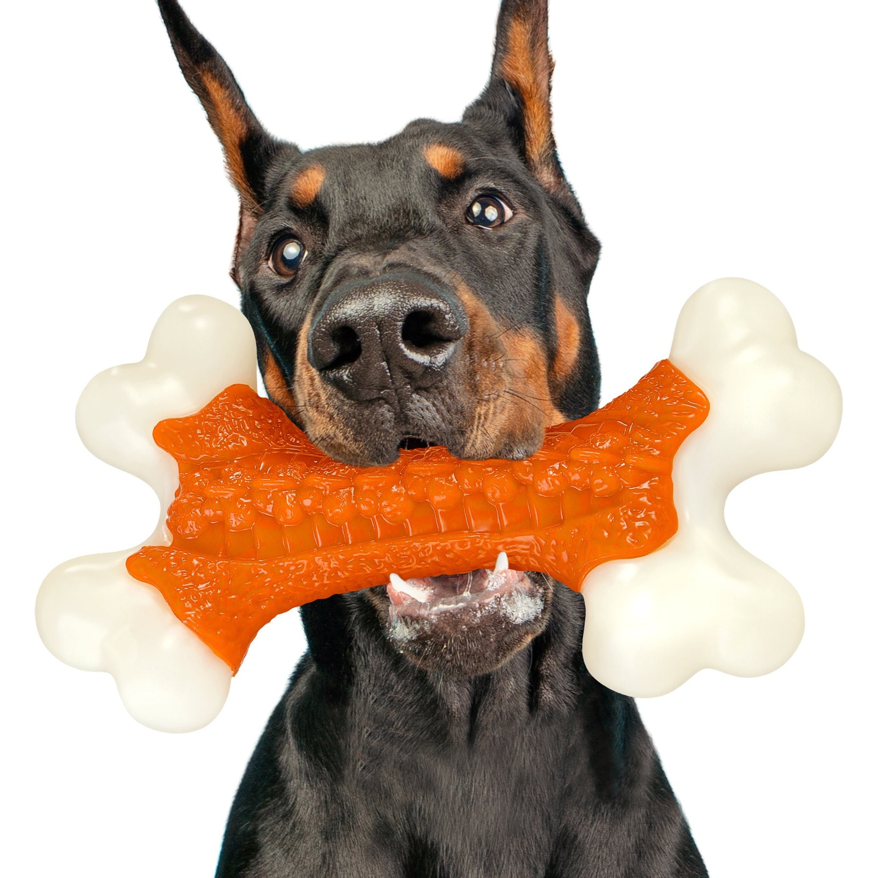 Kseroo Peanut Butter Flavor Nylon Tough Chew Dog Toy, Orange, 1 count