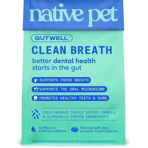 Native Pet GutWell Clean Breath Dental Health & Plaque Control Supplement for Dogs, 12.7-oz bag